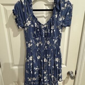 Hollister Smocked Waist Skort Dress in Blue Floral